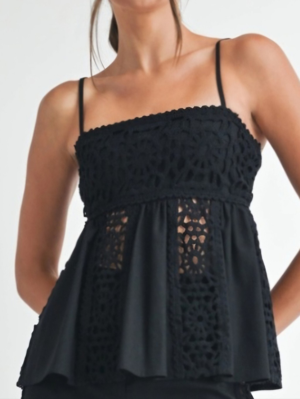 #102953 S,M Crochet Baby Doll Top